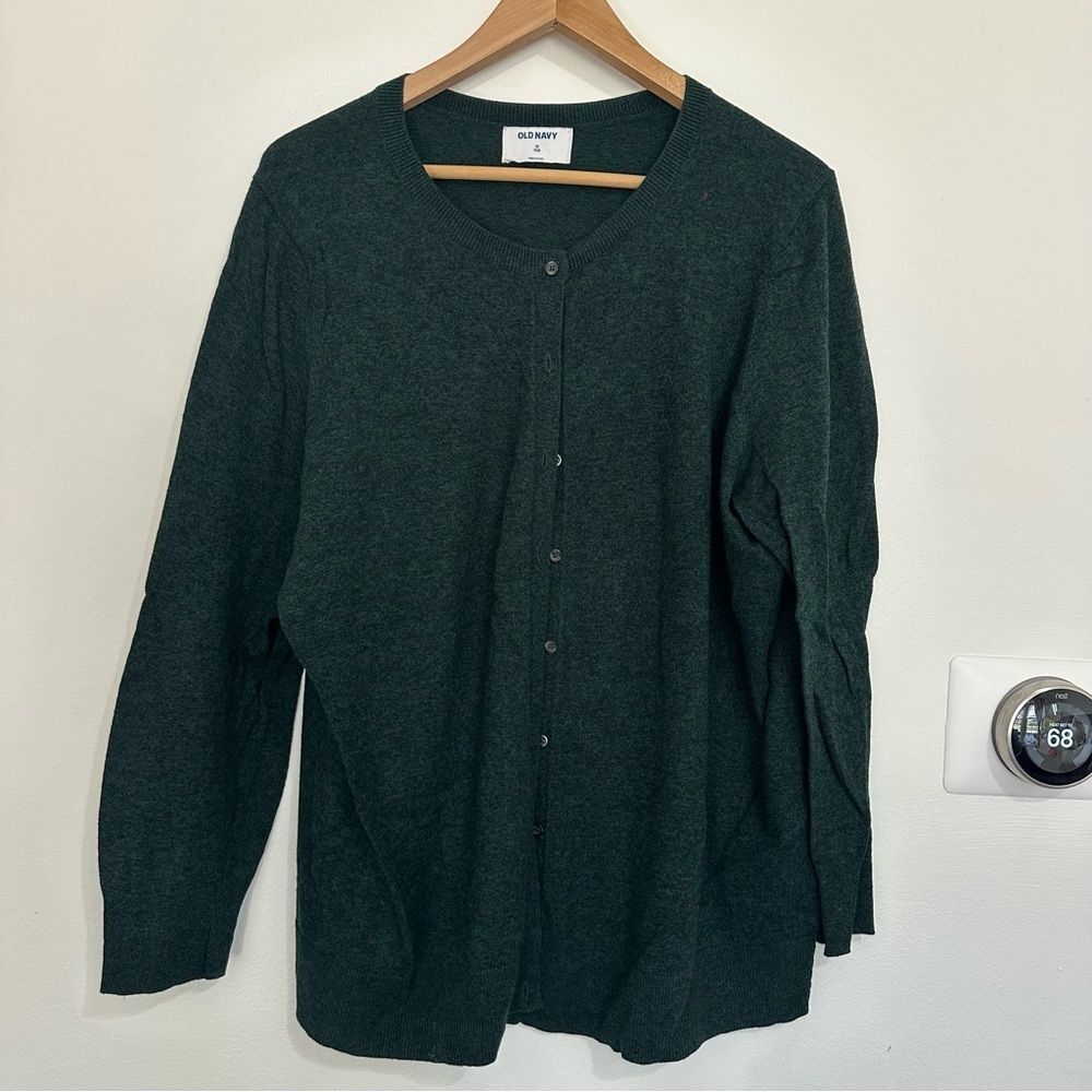 Old Navy Heathered Green Knit Button Front Classic Women’s Cardigan size 2X Plus - Picture 2 of 6
